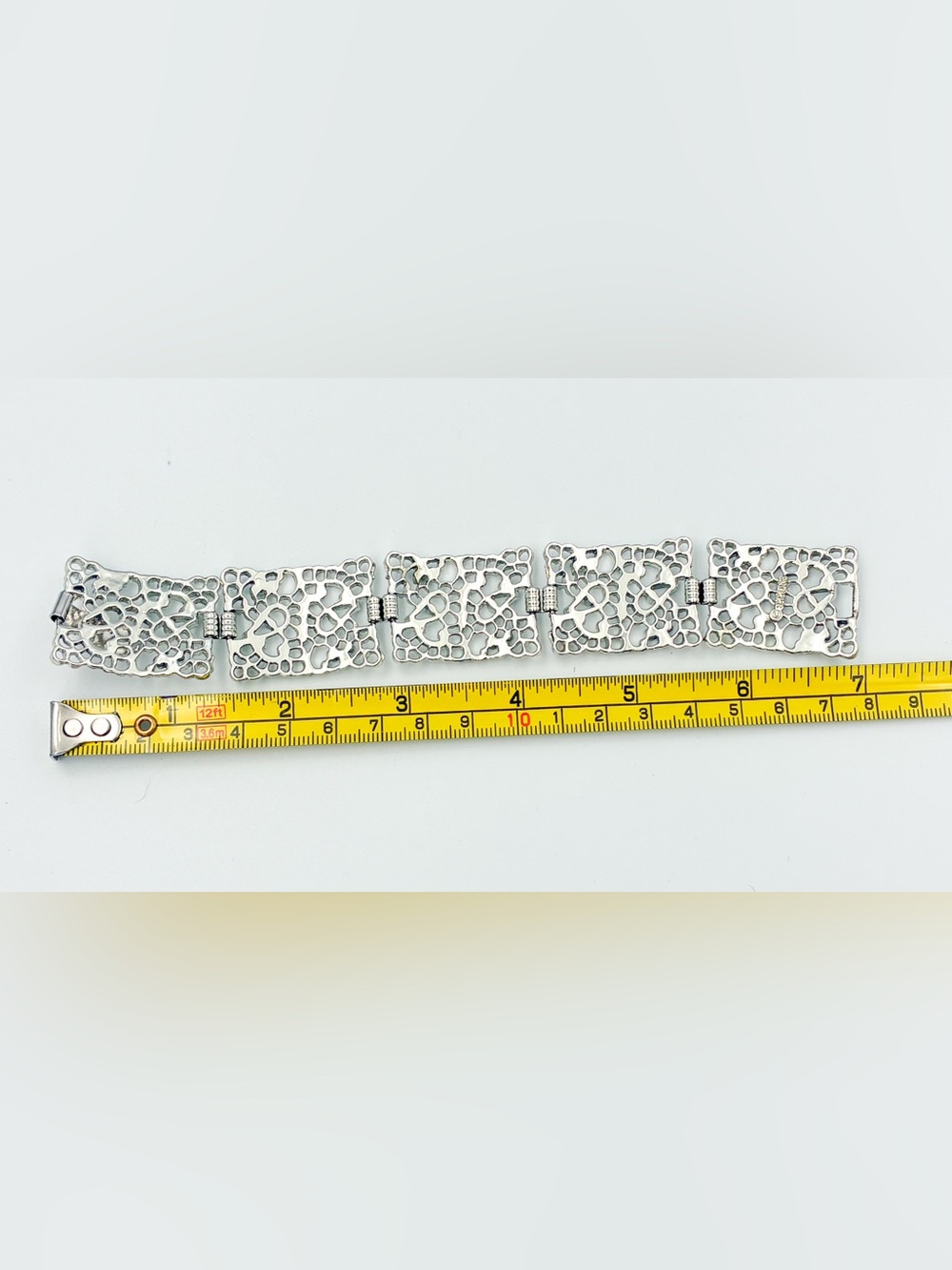 Vintage Emmons Filigree Bracelet 7.25" Silver Tone Good Condition MCM